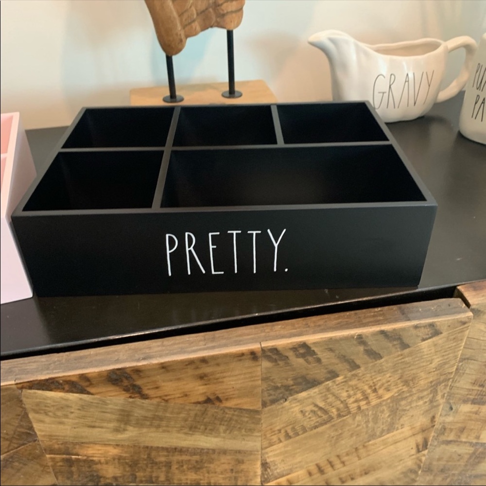 Rae Dunn Black "PRETTY." Makeup Organizer